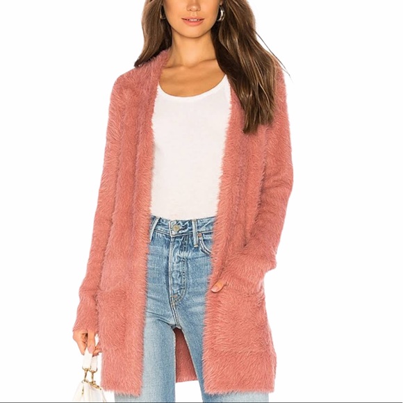 Free People Sweaters - Free People Dusty Pink Cardi Faux Fur Fluffy Soft Cardigan New With Tag Size S